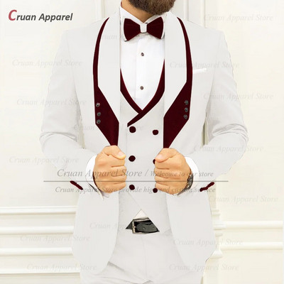 Smeđa odijela za muškarce uskog kroja Luksuzni smokingi za večeru i vjenčanje Mladoženja Moda po mjeri za povratak kući Muški blejzer Hlače na prsluku 3 komada