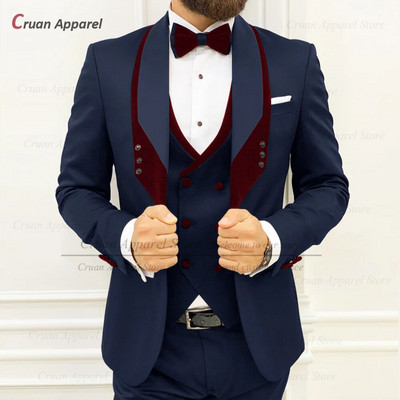 Smeđa odijela za muškarce uskog kroja Luksuzni smokingi za večeru i vjenčanje Mladoženja Moda po mjeri za povratak kući Muški blejzer Hlače na prsluku 3 komada