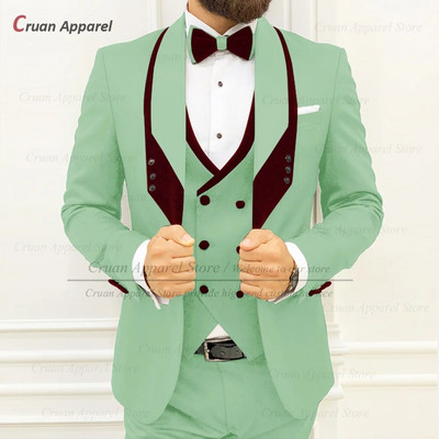 Smeđa odijela za muškarce uskog kroja Luksuzni smokingi za večeru i vjenčanje Mladoženja Moda po mjeri za povratak kući Muški blejzer Hlače na prsluku 3 komada