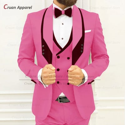 Smeđa odijela za muškarce uskog kroja Luksuzni smokingi za večeru i vjenčanje Mladoženja Moda po mjeri za povratak kući Muški blejzer Hlače na prsluku 3 komada