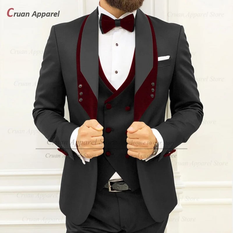 Smeđa odijela za muškarce uskog kroja Luksuzni smokingi za večeru i vjenčanje Mladoženja Moda po mjeri za povratak kući Muški blejzer Hlače na prsluku 3 komada
