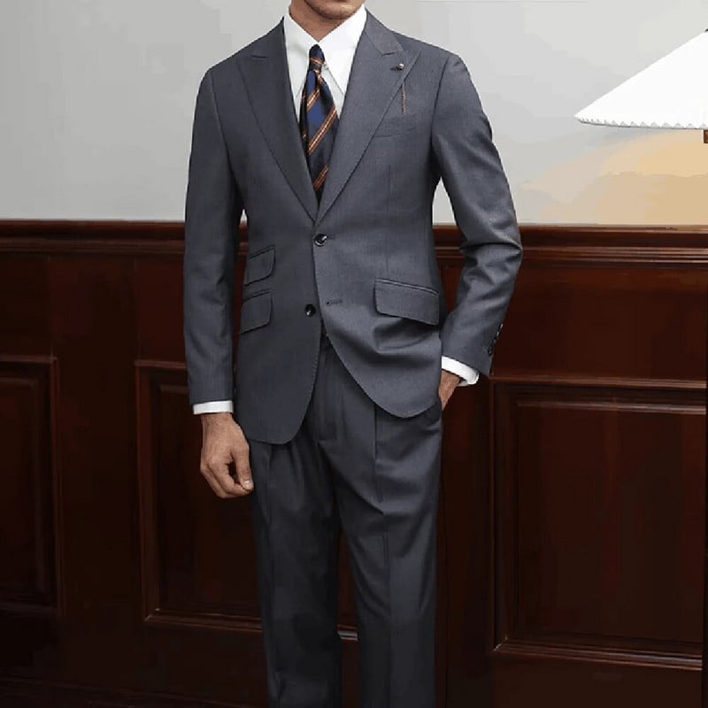 Κομψά ανδρικά κοστούμια 2 τεμαχίων Business Casual Wedding Tuxedo Μόδα Peak Πέτο Μονό στήθος ανδρικό κοστούμι σακάκι με παντελόνι