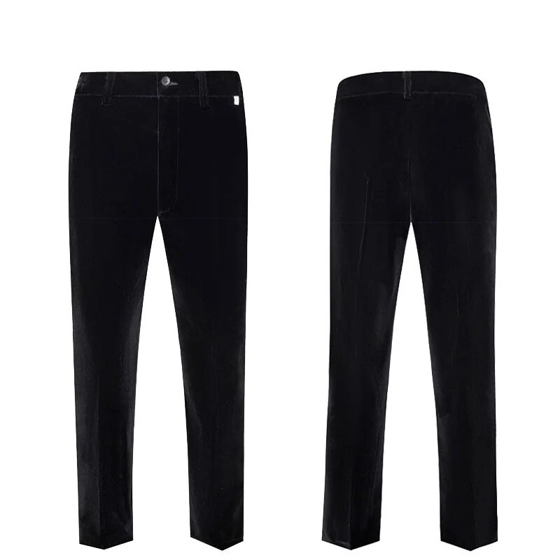 Elegáns férfi bársony öltöny, fekete férfi gyöngyös, kétrészes esküvői öltöny szett 2023 csokornyakkendővel