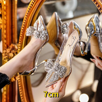 Καλοκαιρινά μυτερά κρύσταλλα Fairy Ladies Wind Sindals Rhinestone με πεταλούδα διαφανή ψηλοτάκουνα γυναικεία σανδάλια μόδα παπούτσια
