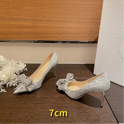 Sandale de vânt cu strasuri, cu nod fluture, transparente, cu toc înalt, sandale pentru femei, pantofi de modă