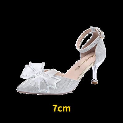 Sandale de vânt cu strasuri, cu nod fluture, transparente, cu toc înalt, sandale pentru femei, pantofi de modă