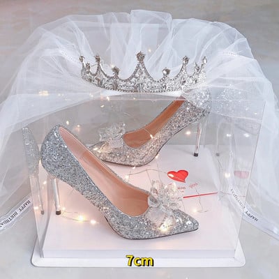 Sandale de vânt cu strasuri, cu nod fluture, transparente, cu toc înalt, sandale pentru femei, pantofi de modă