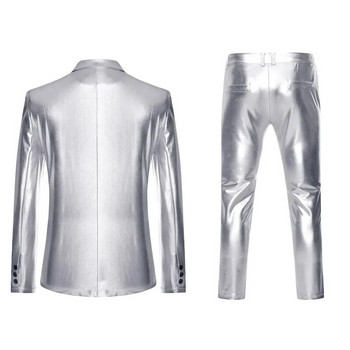 Високо качество (блейзър + панталон) Мъжки британски стил Елегантен моден старши домакин Изпълнение Банкет Джентълменски тънък костюм 2 части