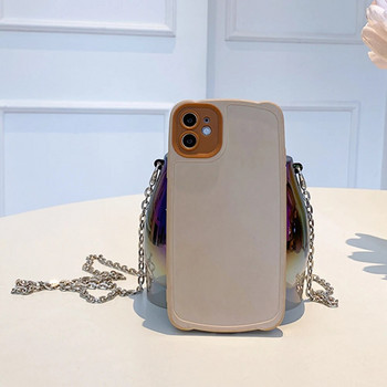 Нишов дизайн Сребърна чантичка за червило Дамска луксозна вечерна чанта Чанта за слушалки С форма на дупе Акрилна верига Портмонета през рамо Чанта през рамо