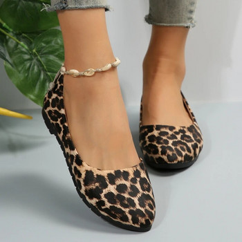 Χαμηλό τακούνι Suede Mary Jane Ballet Flats Γυναικεία παπούτσια Leopard print Άνετα μαλακά στρογγυλά δάχτυλα Γυναικεία Loafers One Foot Moccasins