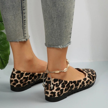 Χαμηλό τακούνι Suede Mary Jane Ballet Flats Γυναικεία παπούτσια Leopard print Άνετα μαλακά στρογγυλά δάχτυλα Γυναικεία Loafers One Foot Moccasins