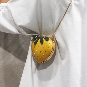 Сладка плодова ягодова форма на сърце Pu Rivet Мини модна дамска чанта с верижка клъч чанта чанта през рамо голяма дамска чанта с капак Q5