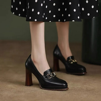 Нова мода Пролет Есен луксозни помпи Дамски обувки с високи токчета Дизайнерски мокасини на платформа Черен Кафяв 2024 г.