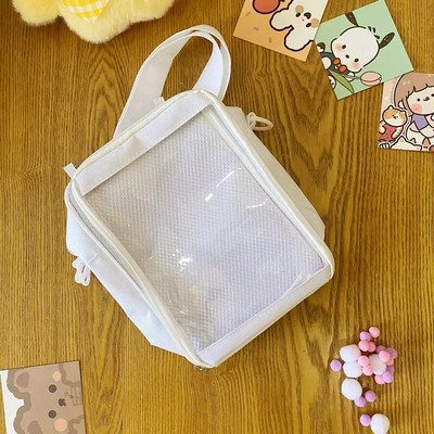 Kawaii Mini torbe preko ramena za žene Slatka PVC prozirna mala prozirna ružičasta Ita torba Crno bijela ženska torbica na rame Telefon H214