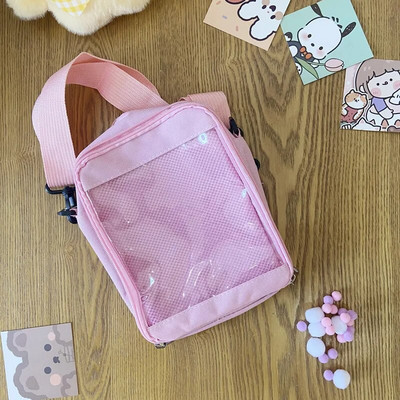 Kawaii Mini torbe preko ramena za žene Slatka PVC prozirna mala prozirna ružičasta Ita torba Crno bijela ženska torbica na rame Telefon H214