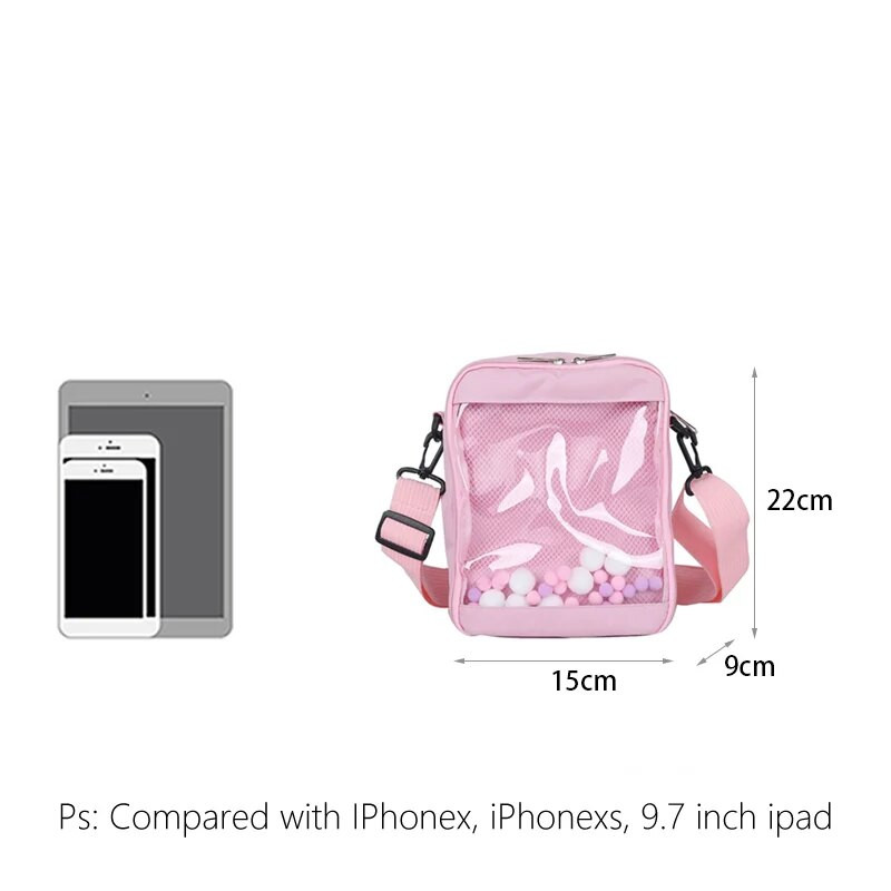 Kawaii Mini torbe preko ramena za žene Slatka PVC prozirna mala prozirna ružičasta Ita torba Crno bijela ženska torbica na rame Telefon H214