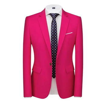 Модни мъжки розови костюми от 2 части за сватбени абитуриентски балове Groomsmen Slim Fit Бизнес костюми с панталони Едноцветни смокинги Костюм