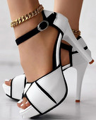 Sandalai Moteriški Colorblock Peep Toe Platformos Siurbliai Summer Fight Spalvoti Batai Fish Mouth Aukštakulniai Seksualūs plonakulniai Suknelės Batai