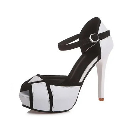 Sandalai Moteriški Colorblock Peep Toe Platformos Siurbliai Summer Fight Spalvoti Batai Fish Mouth Aukštakulniai Seksualūs plonakulniai Suknelės Batai