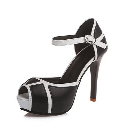 Sandalai Moteriški Colorblock Peep Toe Platformos Siurbliai Summer Fight Spalvoti Batai Fish Mouth Aukštakulniai Seksualūs plonakulniai Suknelės Batai