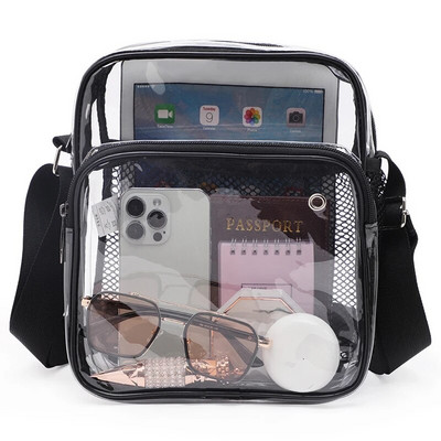 TINYAT Дамски леки мрежести каишки Водоустойчиви прозрачни pvc чанти Поставете изгубен жак за слушалки Чадър Мобилен телефон 9,7 инча iPad