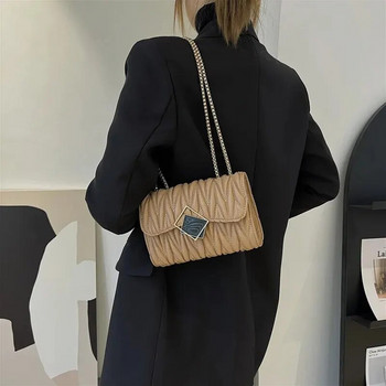 Нова плисирана дамска чанта Външна търговия Чанта през рамо Модна чанта през рамо с верига с диамантена решетка Дамска чанта