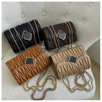 Νέα πλισέ γυναικεία τσάντα εξωτερικού εμπορίου Τσάντα χιαστί Fashion Tide Chain Τσάντα ώμου Διαμαντένια δικτυωτή εσοχή Γυναικεία τσάντα