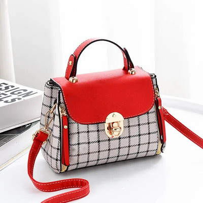 Male torbe preko ramena Torbica od umjetne kože s gornjom ručkom Karirana simpatična četvrtasta torba Klasična torba u kutiji za žene Torbica s preklopom za djevojčice