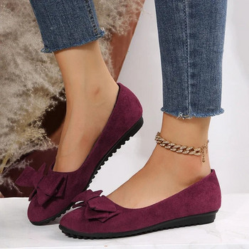 Големи размери с лък Дамски плоски обувки с плитка уста и кръгли пръсти Плоски обувки за жени 2024 Пролет Лято Есен Ежедневни дамски обувки