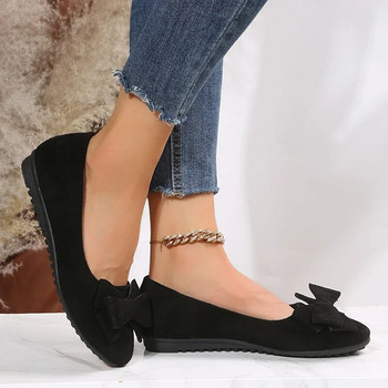 Големи размери с лък Дамски плоски обувки с плитка уста и кръгли пръсти Плоски обувки за жени 2024 Пролет Лято Есен Ежедневни дамски обувки