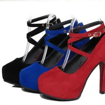 12 СМ Високи токчета Дамски 2024 г. Нови дамски помпи с платформа с катарама Секси високи дамски обувки тип стилет Zapatos De Mujer