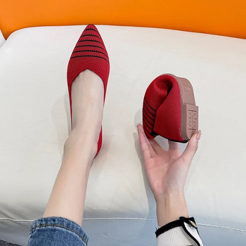Γυναικεία ίσια παπούτσια 2023 Άνοιξη/Φθινόπωρο Fashion Slip on Leisure Loafers Μυτερό πλεκτό ελαστικά άνετα Boutique παπούτσια για σκάφος