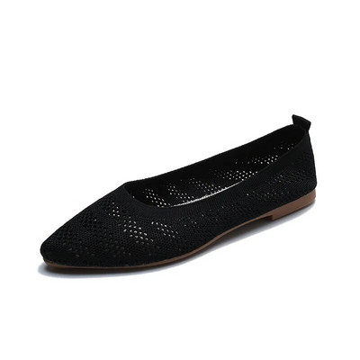 Moteriški plokščiapadžiai batai 2023 m. pavasario/rudens madingi batai laisvalaikiui, smailūs mezginiai, elastingi, patogūs bouteriai