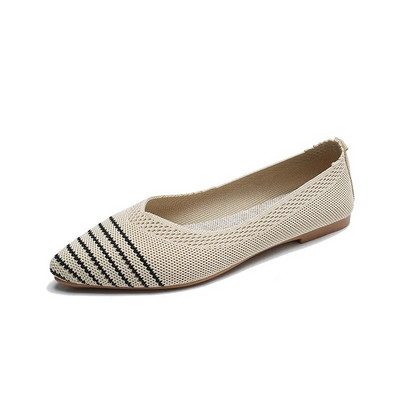 Moteriški plokščiapadžiai batai 2023 m. pavasario/rudens madingi batai laisvalaikiui, smailūs mezginiai, elastingi, patogūs bouteriai