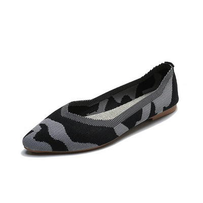 Moteriški plokščiapadžiai batai 2023 m. pavasario/rudens madingi batai laisvalaikiui, smailūs mezginiai, elastingi, patogūs bouteriai