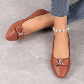 Shallow Bowknot Flat Δερμάτινα Γυναικεία Παπούτσια Καλοκαιρινή Flat Γυναικεία παπούτσια Άνετα και κομψά Pumps Υποδήματα Plus Size 43