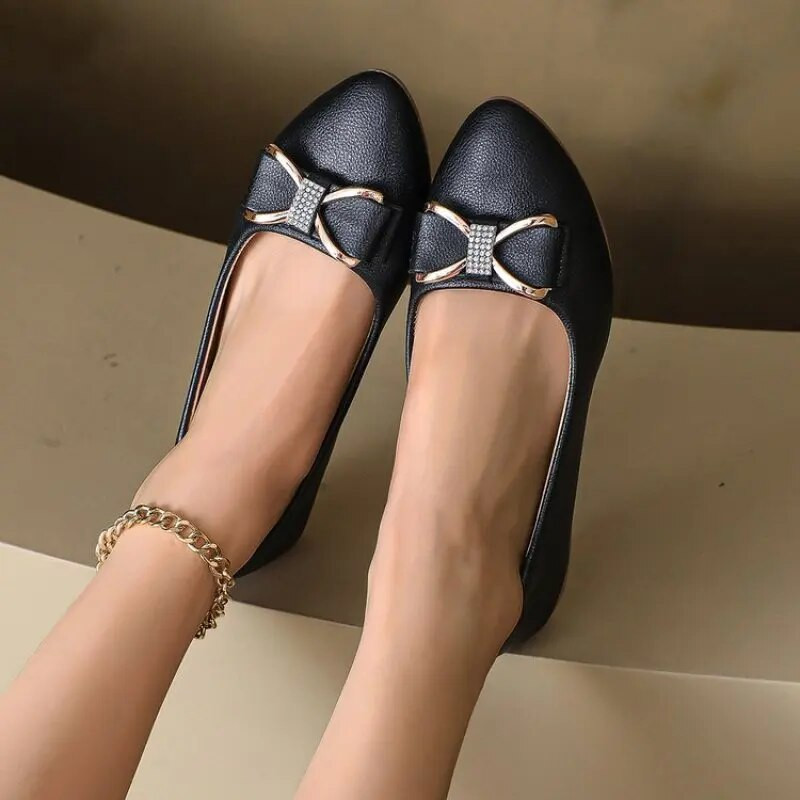 Shallow Bowknot Flat Δερμάτινα Γυναικεία Παπούτσια Καλοκαιρινή Flat Γυναικεία παπούτσια Άνετα και κομψά Pumps Υποδήματα Plus Size 43