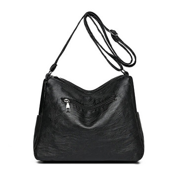 Висококачествени дамски меки кожени чанти за през рамо Многопластова ретро чанта през рамо Луксозна дизайнерска дамска чанта и чанта