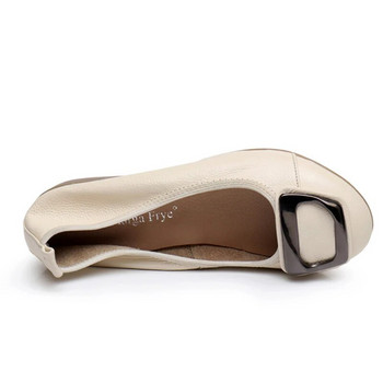 Плюс размер 43 Дамски обувки от телешка кожа Пролет Лято Равни обувки Удобни работни обувки за пътуване Дамски модни мокасини Сгъваеми дамски равни обувки