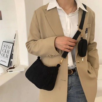 Fashion 2023 Vintage γυναικεία τσάντα μονόχρωμη κοτλέ Γυναικεία τσάντα Messenger Τσάντες ώμου Casual με φερμουάρ Γυναικεία τσάντα τσάντα