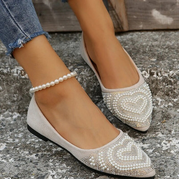 PU плоски с плоски обувки с остри пръсти Дамски обувки 2024 г. Висококачествени пролетни гумени мокасини с плъзгащи се плътни плитки Sapatos Rasos