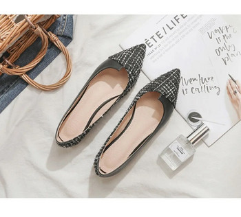Дамски равни обувки с остри ежедневни обувки Дамски равни обувки Zapatos De Mujer Черни балетни равни меки кожени мокасини Дамски дамски обувки