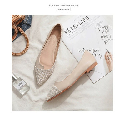 Ženske ravne cipele na špic Ležerne cipele Ženske ravne cipele Zapatos De Mujer Crne balerinke Meke kožne mokasine Ženske ženske cipele