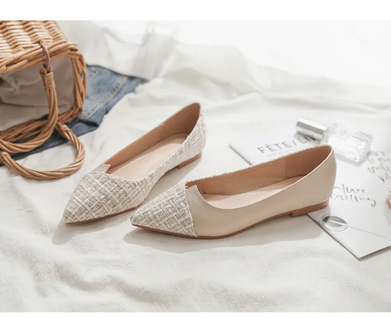 Ženske ravne cipele na špic Ležerne cipele Ženske ravne cipele Zapatos De Mujer Crne balerinke Meke kožne mokasine Ženske ženske cipele