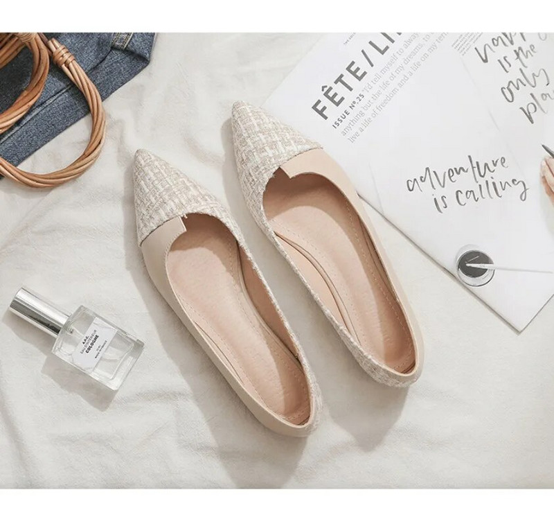 Ženske ravne cipele na špic Ležerne cipele Ženske ravne cipele Zapatos De Mujer Crne balerinke Meke kožne mokasine Ženske ženske cipele