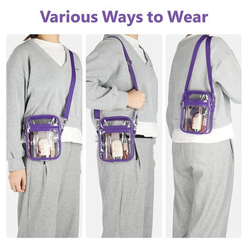 Дамска прозрачна дамска чанта, прозрачна PVC чанта през рамо, чанта през рамо, портмоне с подвижна каишка