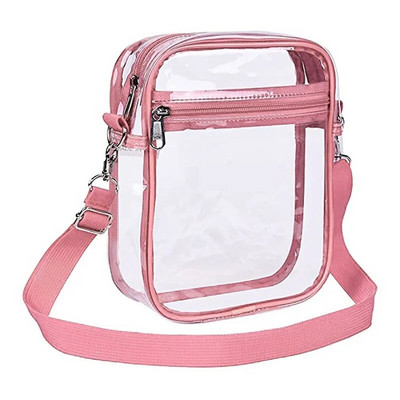 Дамска прозрачна дамска чанта, прозрачна PVC чанта през рамо, чанта през рамо, портмоне с подвижна каишка