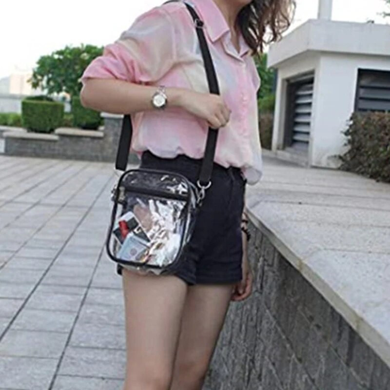 Ženska prozirna ručna torbica, prozirna PVC torba za preko ramena, torbica, torbica s uklonjivim remenom