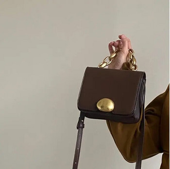 Винтидж готини момичета Малка квадратна чанта през рамо Модна PU кожена дамска дамска чанти с клъч с верига Дамски мини чанти за пратки