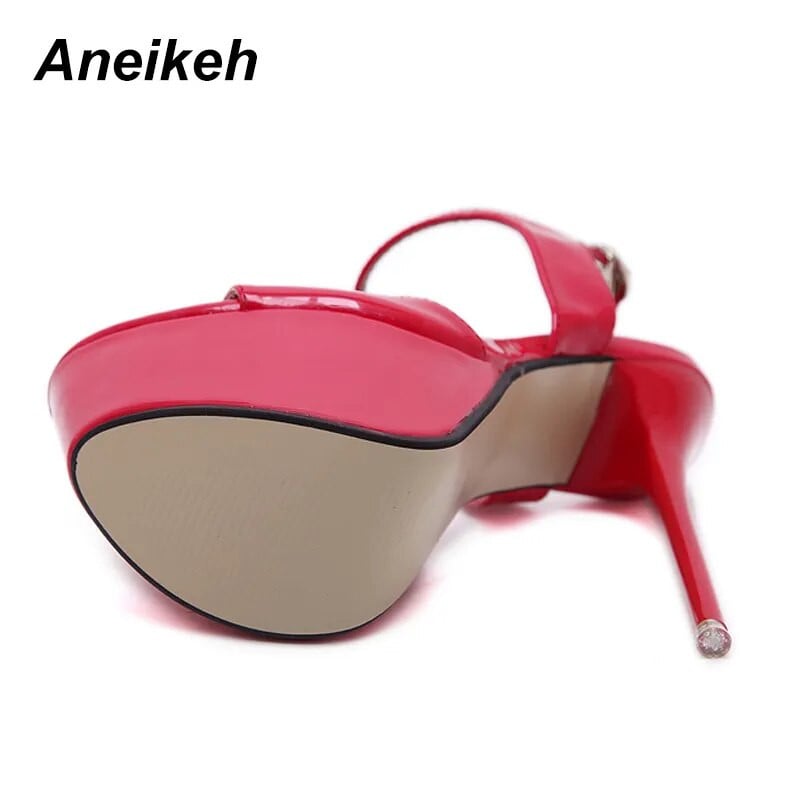 Aneikeh Mărimea pantofilor mari 41 42 43 44 45 46 16CM Sandale cu toc înalt de vară Sexy rochie de petrecere cu vârf deschis Platformă Gladiator Pantofi pentru femei
